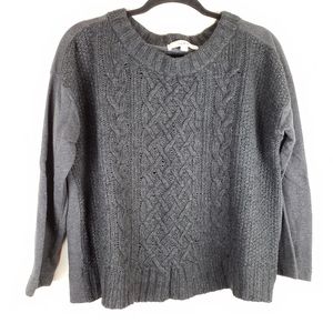 Loft Cable Knit Sweater with Flannel Back